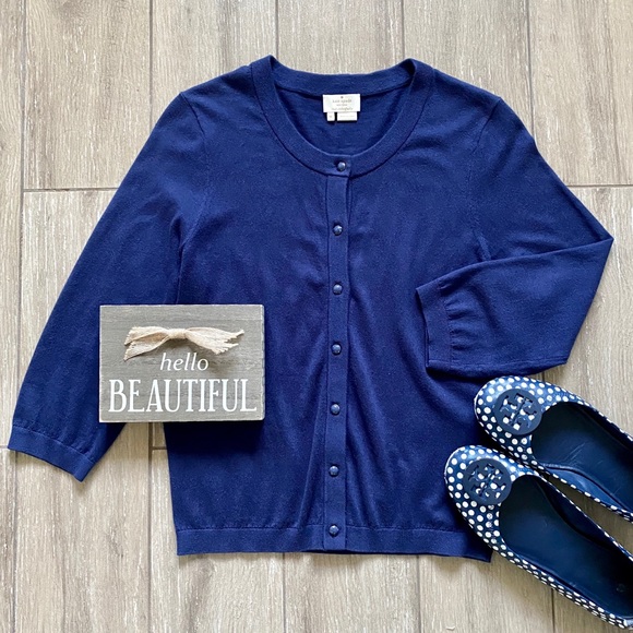 kate spade Sweaters - Kate spade Sophia Cardigan Blue Bow Crop
